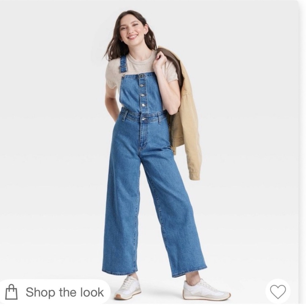 Universal Thread Blue Denim Wide-Leg Overalls Size 6 NWT